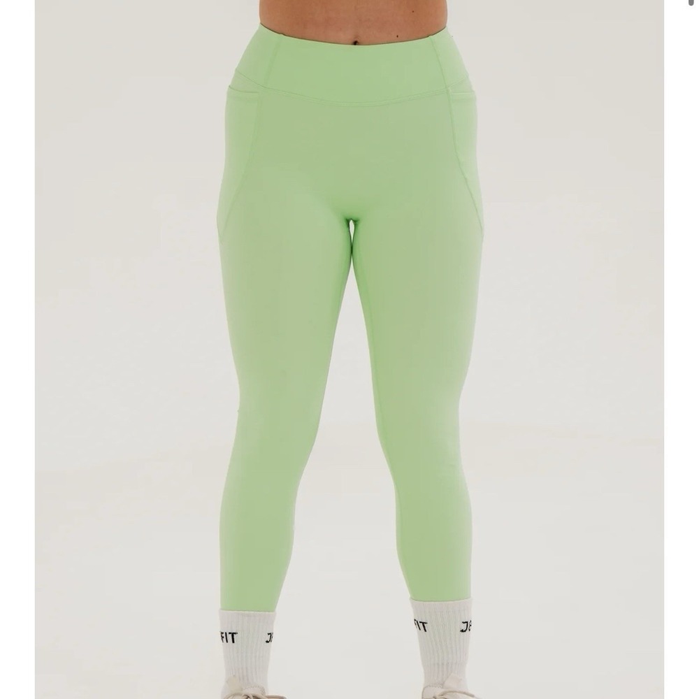 J80FIT Core Side Pocket‎ Stretchy Leggings Workout Palm Paradise Women's Medium